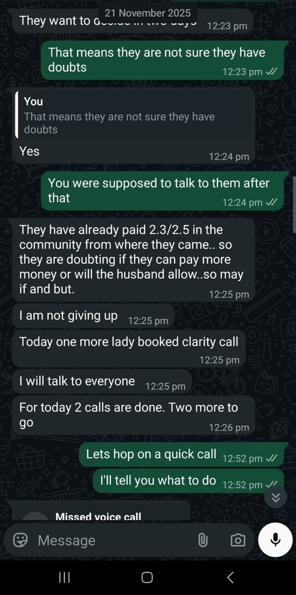 Coach sharing progress from booked clarity calls